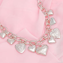 Cargar imagen en el visor de la galería, Charm Necklace Silver Puffy Heart Chain Set Women
