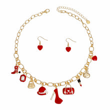 Cargar imagen en el visor de la galería, Charm Gold Red Cowgirl Boot High Heel Necklace
