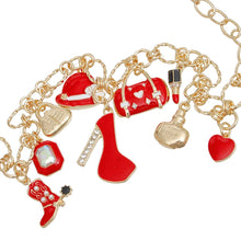 Cargar imagen en el visor de la galería, Charm Gold Red Cowgirl Boot High Heel Necklace
