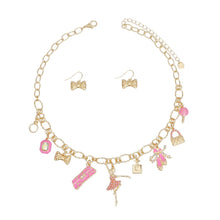 Cargar imagen en el visor de la galería, Charm Gold Pink Ballerina Boutique Charm Necklace
