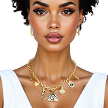 Cargar imagen en el visor de la galería, Charm Gold Black Luxe Handbag and Boot Necklace
