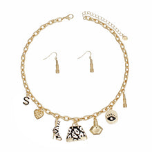 Cargar imagen en el visor de la galería, Charm Gold Black Luxe Handbag and Boot Necklace
