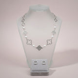 Silver Pave Quatrefoil Clover Cotton Pearl Necklace