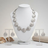 Silver Textured Spiral Shell Link Collar Necklace