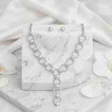 Y Silver Round Link White Pearl Pyramid Necklace