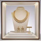 Gold Textured Overlapping Link Chain Necklace