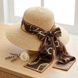 Brown Equestrian Chain Silky Skinny Scarf