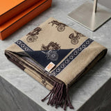 Faux Cashmere Brown Black Motif Rectangle Scarf