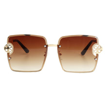 Load image into Gallery viewer, Brown Square Clover Sunglasses

