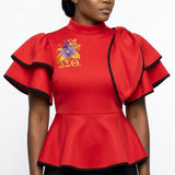Delta Sigma Theta Red Large Violet Peplum Top