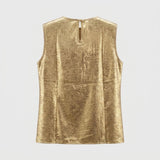 XLarge AKA Golden Soror Metallic Sleeveless Top