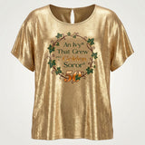2XL AKA Golden Soror Metallic Short Sleeve Top