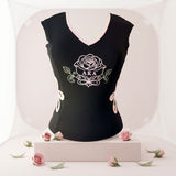 AKA X-Large Black Flower Cut Out Sleeveless Top