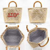DST Gold Metallic Animal Print Bamboo Handle Tote