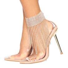 Cargar imagen en el visor de la galería, Anklet Gold Rhinestone 15 Line Long Fringe Women
