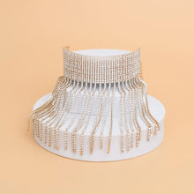Cargar imagen en el visor de la galería, Anklet Gold Rhinestone 15 Line Long Fringe Women
