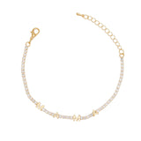 Tennis Bracelet Gold CZ Rhinestone MAMA for Women