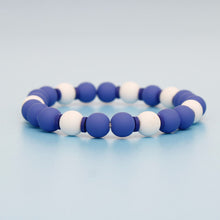 Cargar imagen en el visor de la galería, ZPB Blue White Matte Rubber Coated Bead Bracelet
