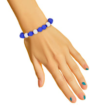 Cargar imagen en el visor de la galería, ZPB Blue White Matte Rubber Coated Bead Bracelet
