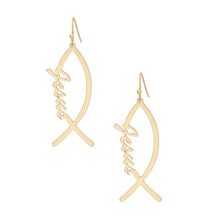 Cargar imagen en el visor de la galería, Fish Hooks Jesus Fish Gold Earrings for Women
