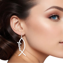 Cargar imagen en el visor de la galería, Fish Hooks Jesus Fish Silver Earrings for Women

