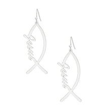 Cargar imagen en el visor de la galería, Fish Hooks Jesus Fish Silver Earrings for Women

