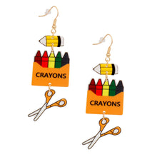 Cargar imagen en el visor de la galería, Fish Hook Crayons Pencil Scissor Earrings Women
