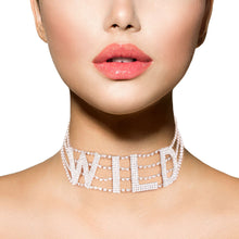 Load image into Gallery viewer, Silver WILD 4 Row Rhinestone Choker
