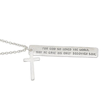 Cargar imagen en el visor de la galería, Necklace Burnished Silver Bible Verse Cross Woman
