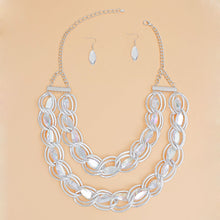 Load image into Gallery viewer, Chain Necklace Double Linked Silver Crystal Set
