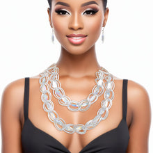 Load image into Gallery viewer, Chain Necklace Double Linked Silver Crystal Set
