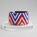 Cuff Tribal Red White & Blue Zigzag Bead Bracelet