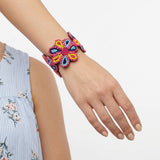 Cuff Tribal Pink Floral Scalloped Beaded Bracelet