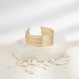 Cuff Gold 19 Row Stacked Bangle Bracelet Women