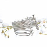 Cuff Silver 19 Row Stacked Bangle Bracelet Women