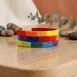 Cuff Tribal Rainbow Color Block Beaded Bracelet