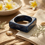 Bangle Navy Marbled Square Retro Bracelet