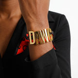 DAWG Gold Letter Charm Red Black Scarf Bracelet