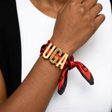 UGA Gold Letter Charm Red Black Scarf Bracelet