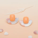 Stud Coral Funky Retro Throwback Style Earrings