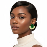 Stud Green Funky Retro Throwback Style Earrings