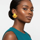 Stud Yellow Funky Retro Throwback Style Earrings