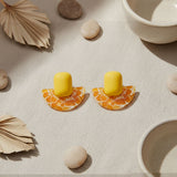 Stud Yellow Funky Retro Throwback Style Earrings