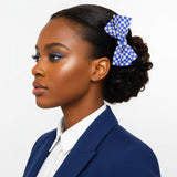 ZPB Merch Blue Clear Checker Stone Bow Hair Clip