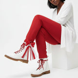 DST Boots on the Ground Red White Boot Bow