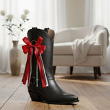 DST Boots on the Ground Red Black Boot Bow