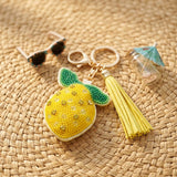 Bag Clip Yellow and Green Bead Lemon Keychain
