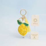 Bag Clip Yellow and Green Bead Lemon Keychain