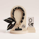 Phone Strap Black Woven Scarf Keychain Wristlet