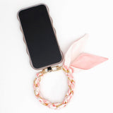 Phone Strap Pink Woven Scarf Keychain Wristlet